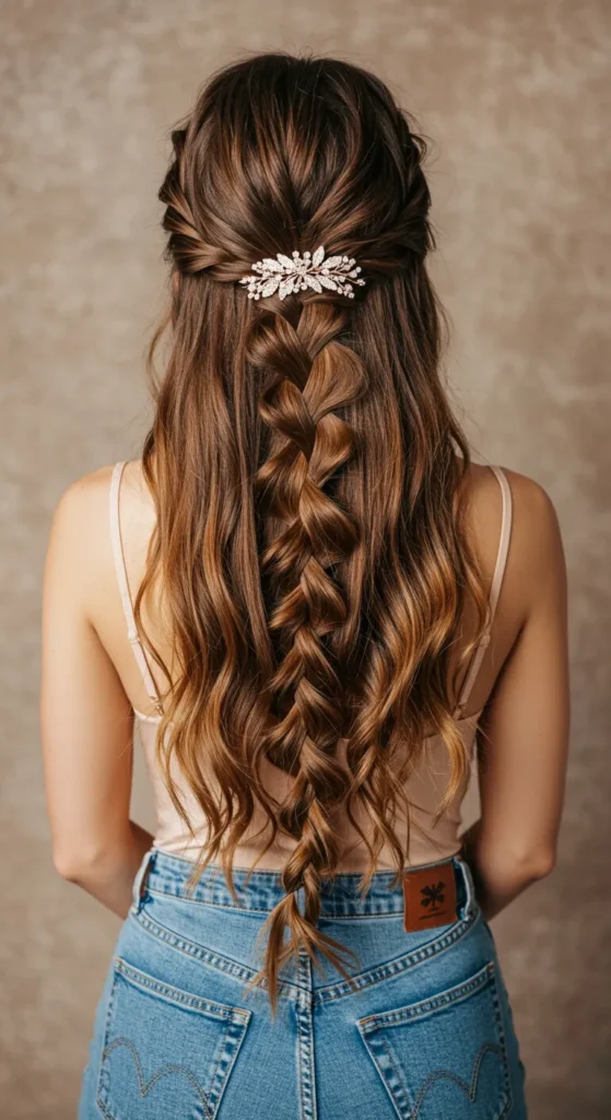 Twin Braided Half-Up Hairstyle 