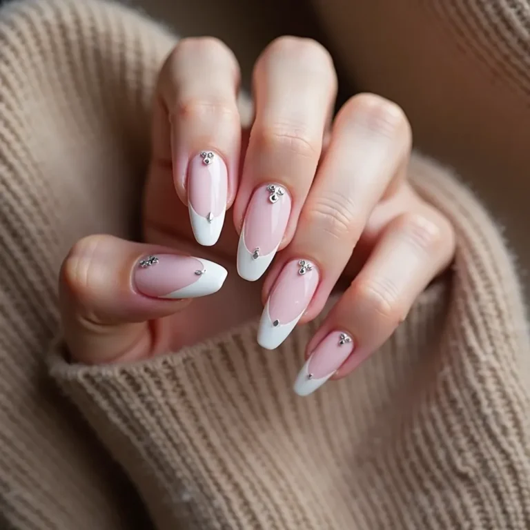 Glossy Nude Almond Nails