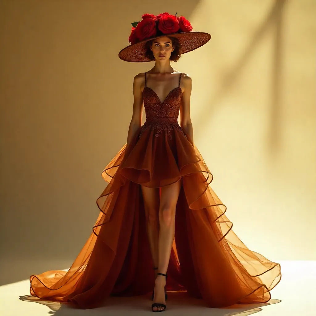 Fiery Orange Flow Gown