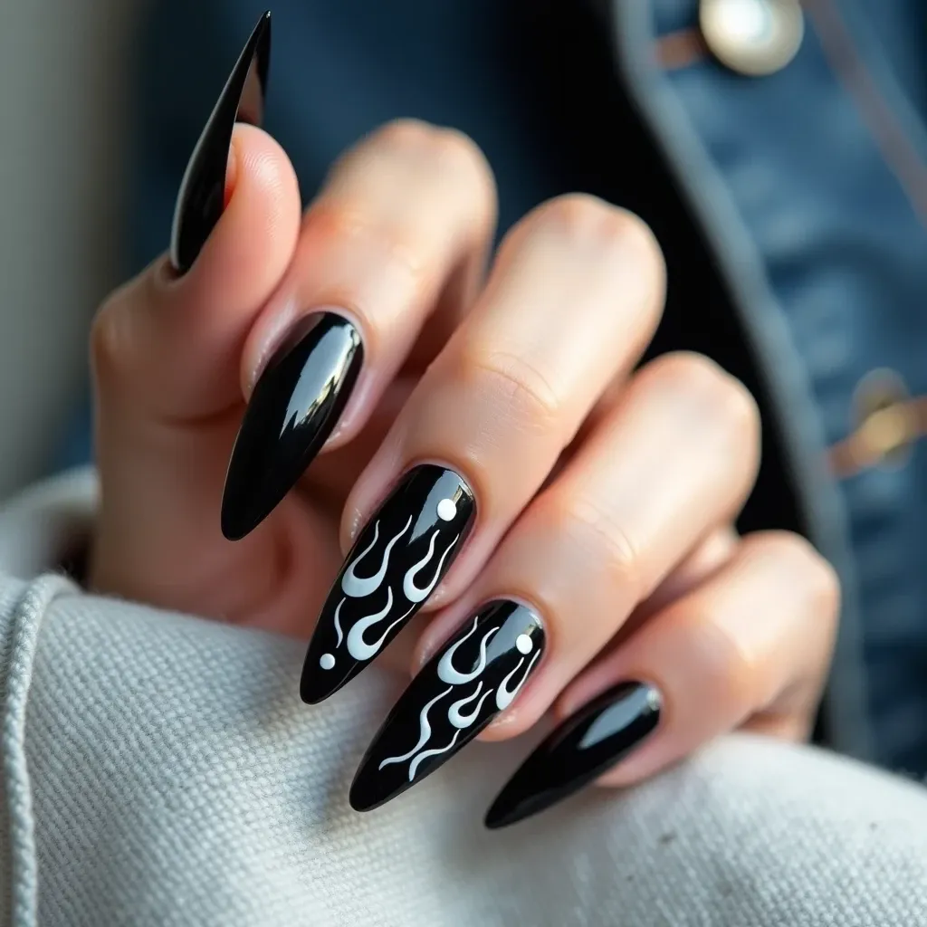 Bold Black Art Nails