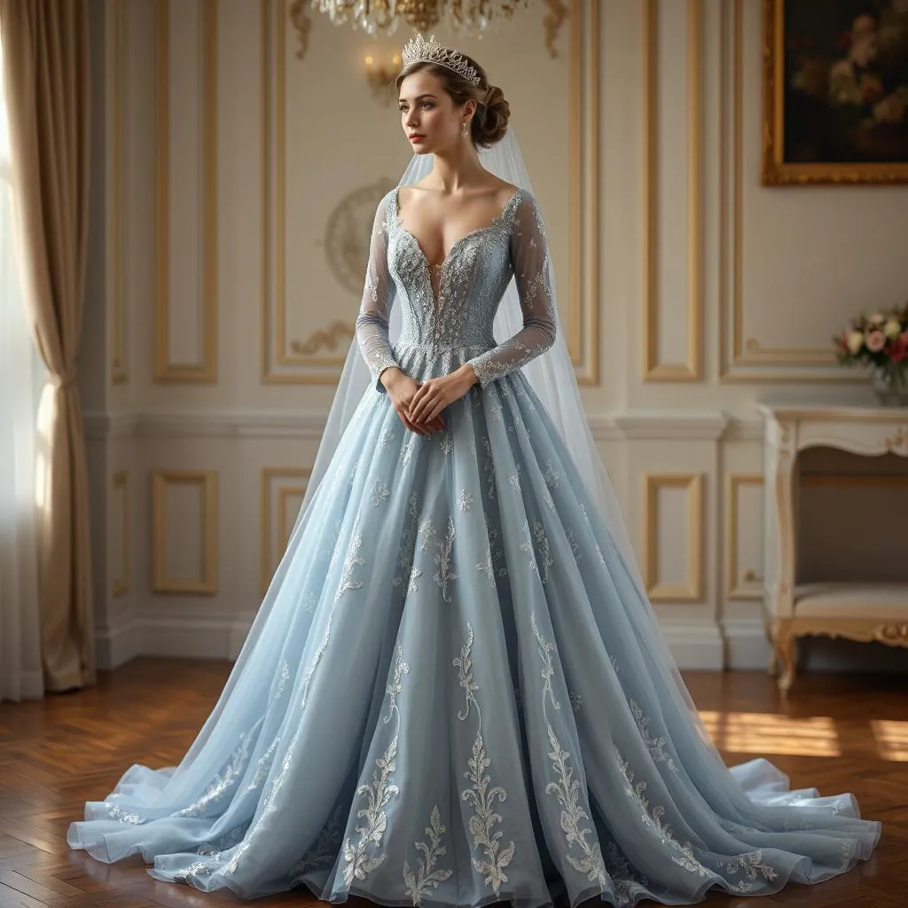 Blue bridal dress