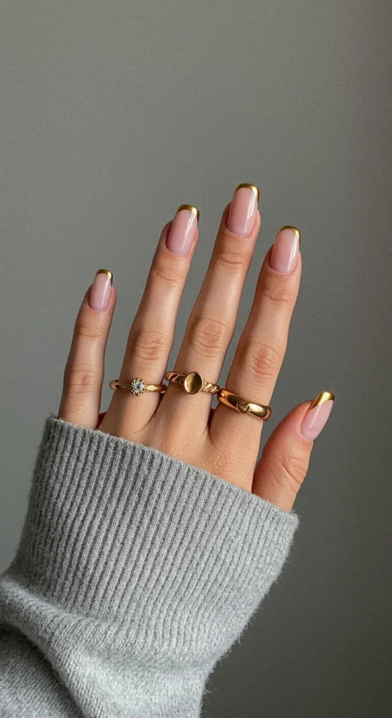 Glossy Neutral Almond Nails