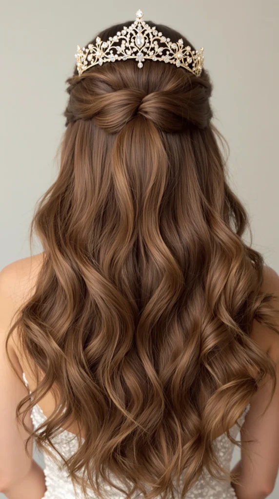 Tiara Crown with Loose Curls
