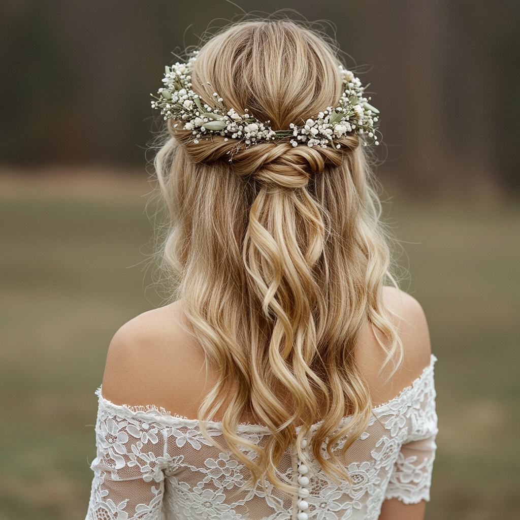 Half-Up Floral Waves